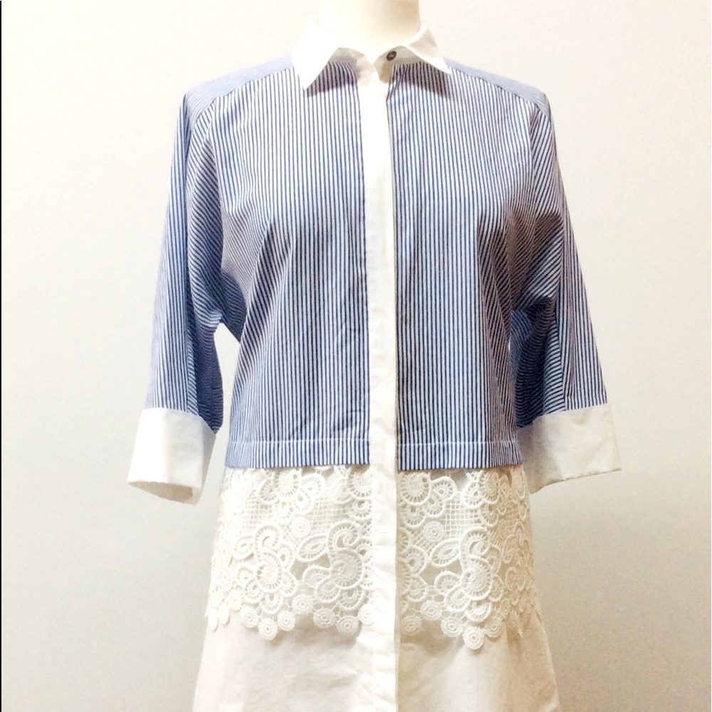 Zara Basic*Collection (M) Tunic Pinstripes / Lace. - image 1